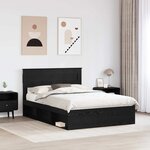 vidaXL Cadre de lit avec stockage Noir 160 x 200 cm Bois de pin massif