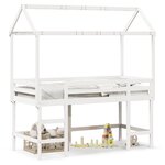 vidaXL Lit superposé avec échelle et toit sans matelas blanc 90x200 cm