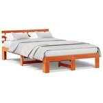 vidaXL Cadre de Lit en Bois de Pin Brun ciré Bois massif 135 x 190 cm