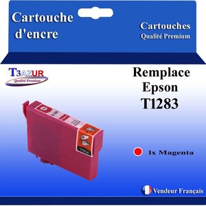 T3AZUR- Cartouche Compatible avec Epson T1283 remplace Epson Stylus Office SX420W SX425W SX430W SX435W SX438W SX440W SX445W Magenta