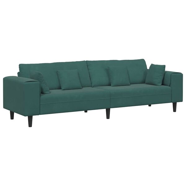 vidaXL Canapé en velours avec coussin Vert foncé 208 cm Velours