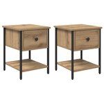 vidaXL Table de chevet 2 Pièces chêne artisanal 34 x 35 5 x 45 cm