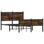 vidaXL Cadre de lit en métal sans matelas chêne fumé 120x190 cm