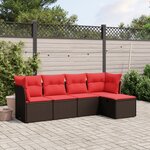 vidaXL Salon de jardin avec coussins 5 Pièces marron résine tressée