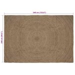 vidaXL Tapis de surface Rectangulaire Gris 240 x 340 cm Jute