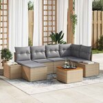 vidaXL Ensemble de canapé de jardin 7 Pièces Beige Poly rotin