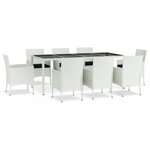vidaXL Ensemble à manger de jardin et coussins 9 Pièces blanc poly rotin