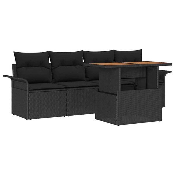 vidaXL Ensemble de canapé de jardin 5 Pièces Noir 100 x 55 x 73 cm