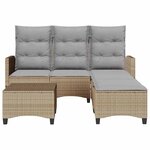 vidaXL Salon de jardin avec coussins forme de L 3 Pièces beige polyrotin