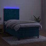 vidaXL Sommier à lattes de lit avec matelas LED Bleu foncé 100x200 cm