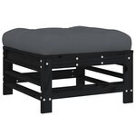 vidaXL Repose-pieds de jardin coussins lot de 2 noir bois pin massif