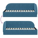 vidaXL Cadre de lit d'angle avec tête de lit Bleu 90 x 200 cm Velours