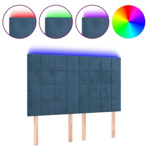 vidaXL Tête de lit à LED Bleu foncé 144x5x118/128 cm Velours
