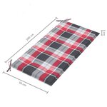 vidaXL Banc de jardin avec coussin à carreaux rouge 112 cm Teck massif