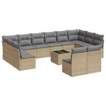 vidaXL Salon de jardin avec coussins 13 Pièces beige résine tressée