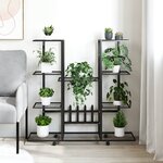 vidaXL Jardinière avec roues 94 5x24 5x91 5 cm Noir Fer