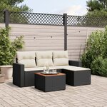 vidaXL Salon de jardin 5 Pièces avec coussins noir résine tressée