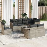 vidaXL Salon de jardin 9 Pièces avec coussins gris clair résine tressée