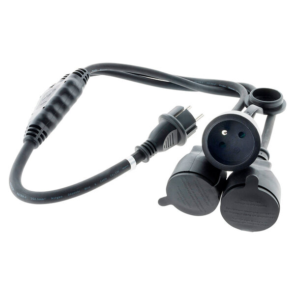 Prolongateur à triple tête pour chantier HO7RN-F 16A 3G1 5mm² Noir 1m (norme NF-C 61-314)
