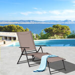 Bain de soleil pliable transat inclinable 5 positions chaise longue grand confort avec accoudoirs dim. 152L x 65l x 100H cm métal époxy textilène sable