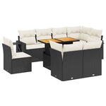 vidaXL Salon de jardin 9 Pièces avec coussins noir résine tressée