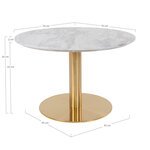 Table de bar plateau aspect marbre et pied laiton Ø 70 x 45cm