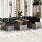 vidaXL Salon de jardin 9 Pièces avec coussins gris résine tressée
