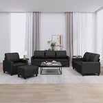 vidaXL Ensemble de canapés 4 Pièces avec coussins Noir Similicuir
