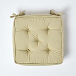 Galette de chaise coussin rehausseur en coton Vert sauge  40 x 40 x 10 cm - HOMESCAPES