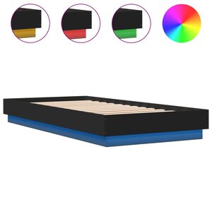 vidaXL Cadre de lit sans matelas avec lumières LED noir 100x200 cm