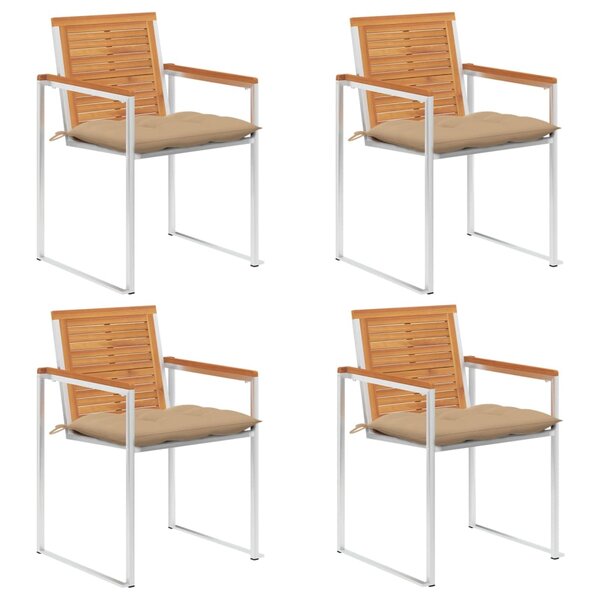 vidaXL Chaises de jardin 4 Pièces avec coussins Bois d'acacia massif