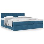 VidaXL Cadre de lit ottoman avec matelas bleu foncé 160x200 cm velours