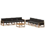 vidaXL Ensemble de canapés d'extérieur 9 Pièces Naturel et noir