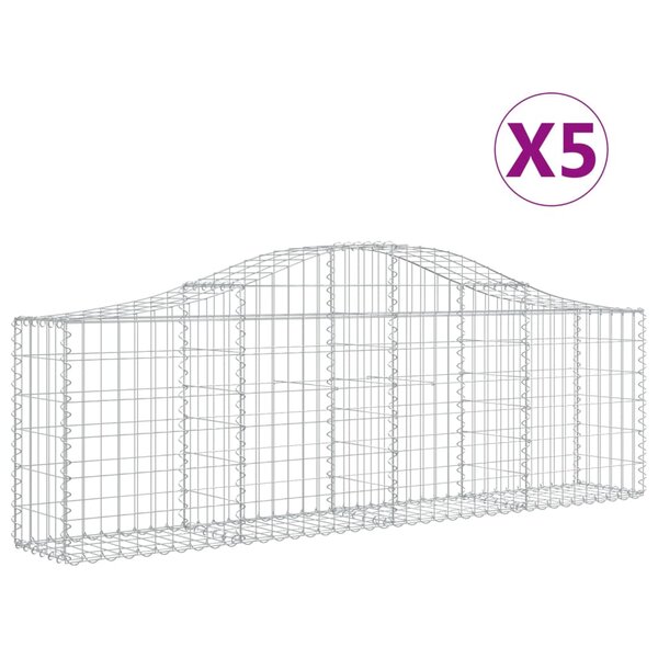 vidaXL Paniers à gabions arqués 5 Pièces 200x30x60/80 cm Fer galvanisé