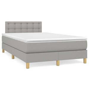vidaXL Sommier à lattes de lit avec matelas Gris clair 120x200cm Tissu