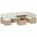 vidaXL Ensemble de canapé de jardin 9 Pièces Beige Poly rotin