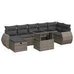 vidaXL Salon de jardin 8 Pièces avec coussins gris résine tressée