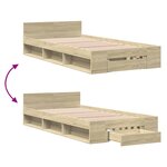 vidaXL Cadre de lit avec tiroir sans matelas chêne sonoma 90x190 cm