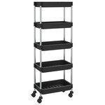 vidaXL Chariot de cuisine 5 niveaux Noir 42x29x128 cm Fer et ABS