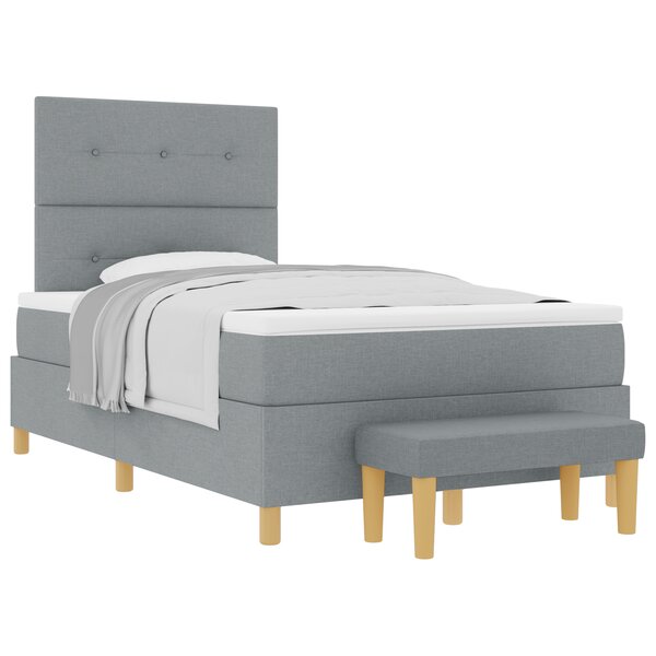 Lit à ressort box vidaXL avec matelas et banc Gris clair 120x200 cm en tissu