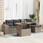 vidaXL Salon de jardin avec coussins 6 Pièces gris résine tressée acacia
