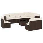 vidaXL Salon de jardin et coussins 11 Pièces marron résine tressée