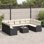 vidaXL Ensemble de canapé de jardin 10 Pièces Noir et blanc Poly rotin