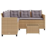 vidaXL Canapé de jardin avec table et coussins en forme de L beige