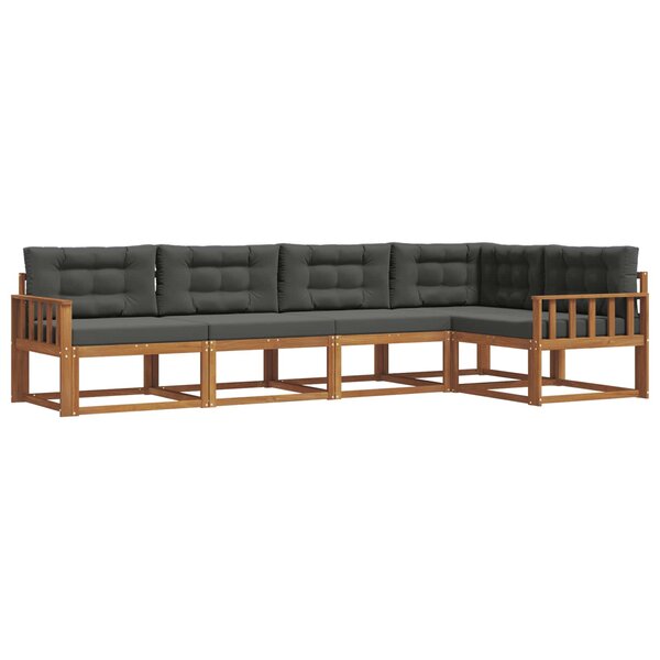 vidaXL Ensemble de canapés d'extérieur 5 pc Naturel et Anthracite
