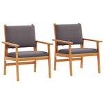 Chaises de jardin vidaXL 2 Pièces avec coussins en bois d'acacia massif