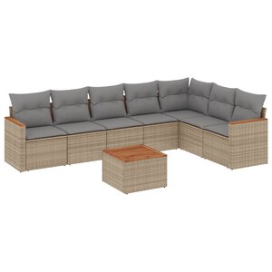 vidaXL Salon de jardin avec coussins 8 Pièces beige résine tressée