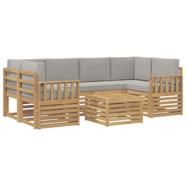 vidaXL Ensemble de canapés d'extérieur 7 Pièces Blanc et gris clair