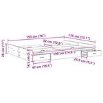 vidaXL Cadre de lit avec rangement avec tiroir Gris béton 135 x 190 cm