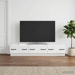 vidaXL Meuble TV Blanc 147 x 34 5 x 27 cm Bois d'ingénierie